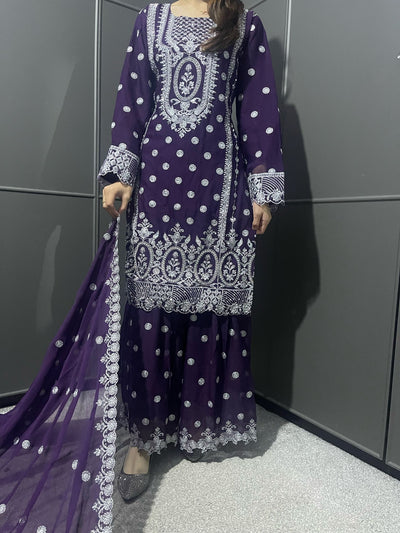 PLUM - Mahham Luxury Chiffon Gharara Collection