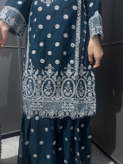 TEAL - Mahham Luxury Chiffon Gharara Collection