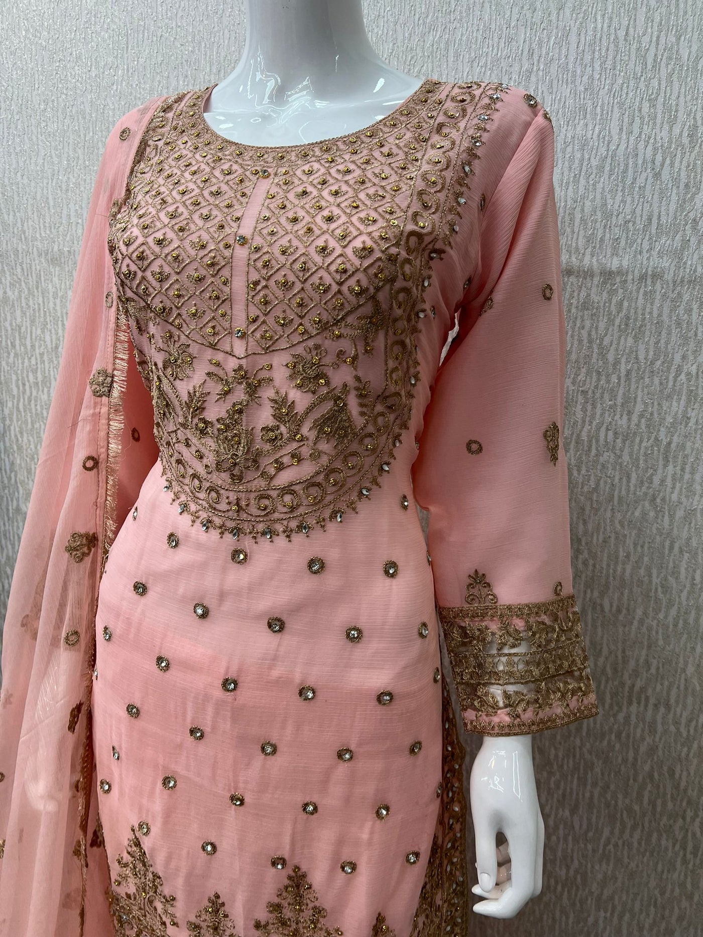 Luxury Festive Chiffon Gharara  Collection Peach S-13