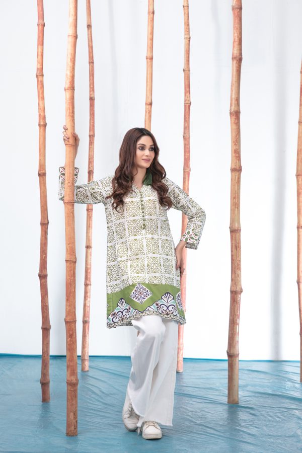 1 Piece Ready-to-wear Stitched Digital Printed Lawn Kurti D-2858