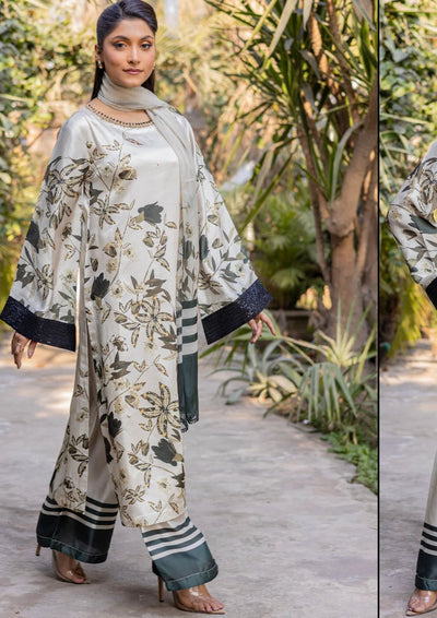 D-03 EMBROIDERED SILK READYMADE PLAZO SUIT WITH CHIFFON DUPTTA