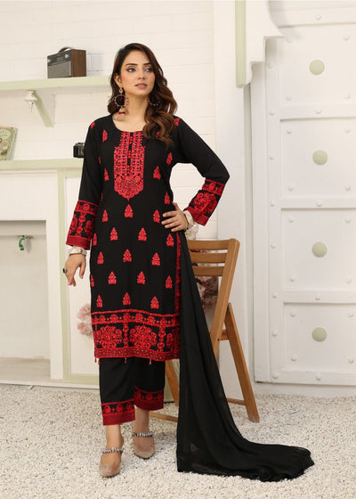 Embroidered Readymade Linen Suit Black TS-96 | Shop Pakistani Dresses