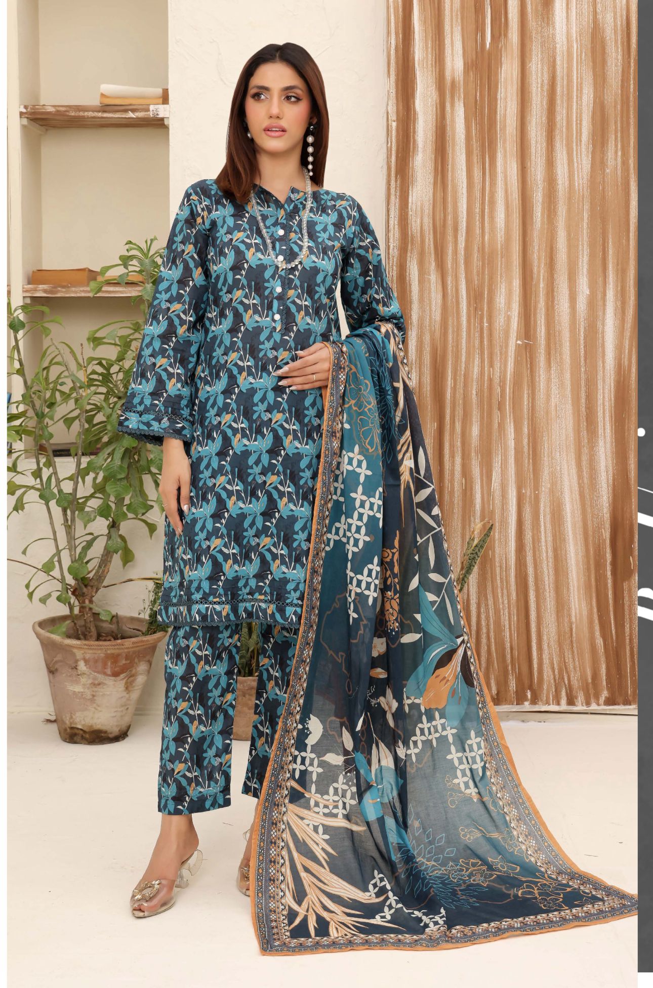 3PC PRINTED READYMADE SUIT  WITH LAWN DUPATTA