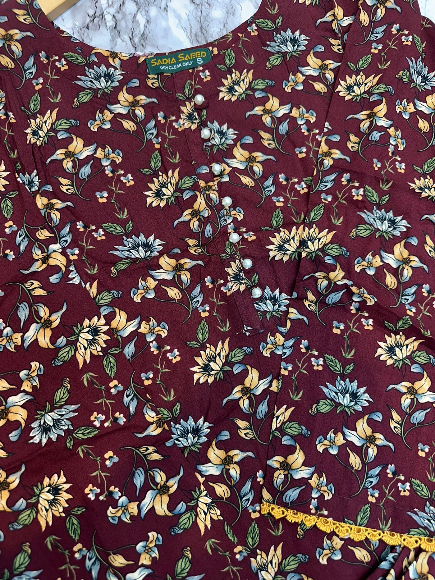 Floral Printed Stone Linen Suit - Trouser 2 Pc Set