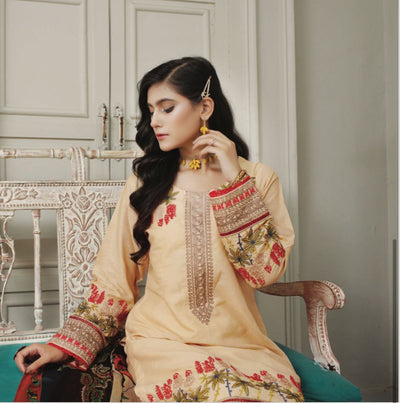 3 Piece Embroidered Lawn With Bamber Chiffon Dupatta D-04