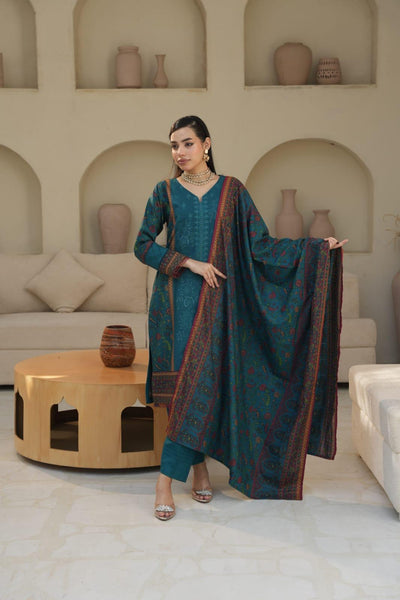 DHANAK 3 PIECE| DESIGNER EMBROIDERED |READY TO WEAR SUIT