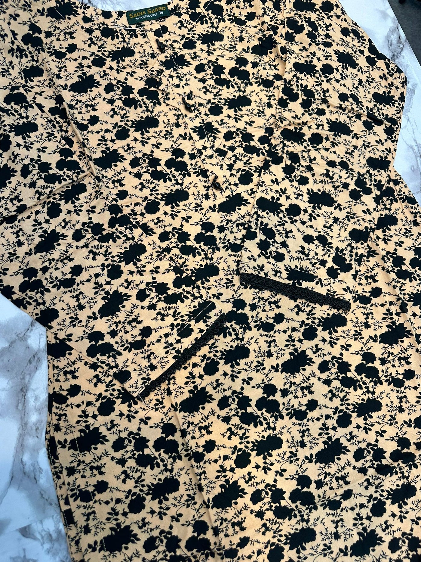 Floral Printed Stone Linen Suit - Trouser 2 Pc Set