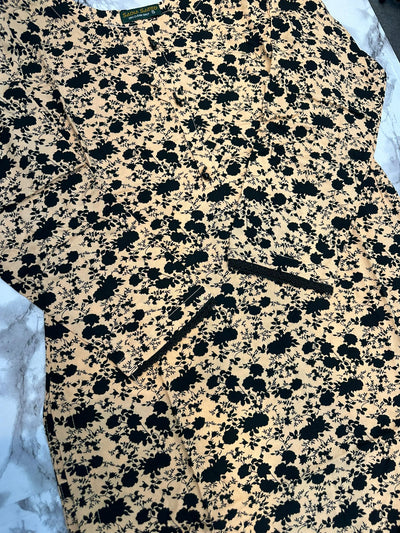 Floral Printed Stone Linen Suit - Trouser 2 Pc Set