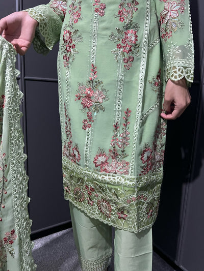 D-1 PISTA  3Pc Embroidered Chiffon Collection With Embroidered Chiffon Duptta