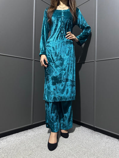 TEAL-Stretchy Velvet  Ready To Wear 2pc Suit