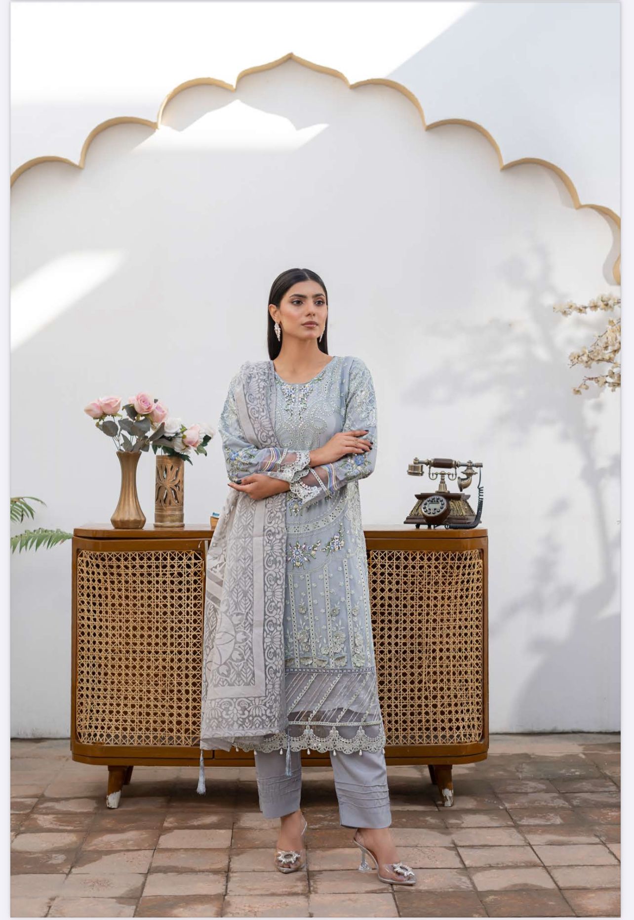 Gray- MARIA B INSPIRED Mother & Daughter Ready to Wear Chiffon Collection