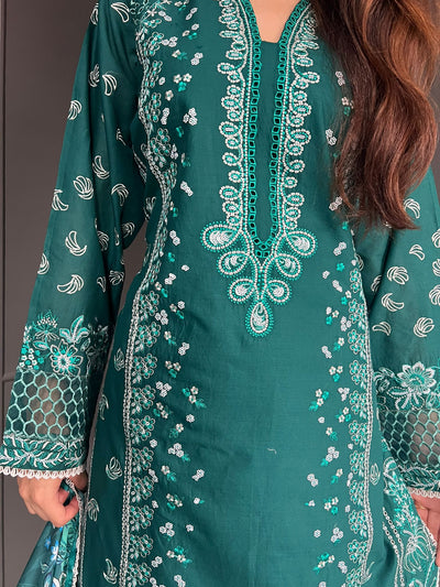 Raj Bari  Embroidered | Lawn Designer Suit With | Embroidered  Dupatta