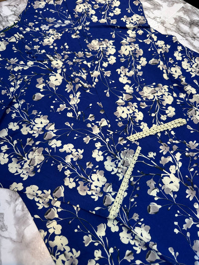 Floral Printed Stone Linen Suit - Trouser 2 Pc Set