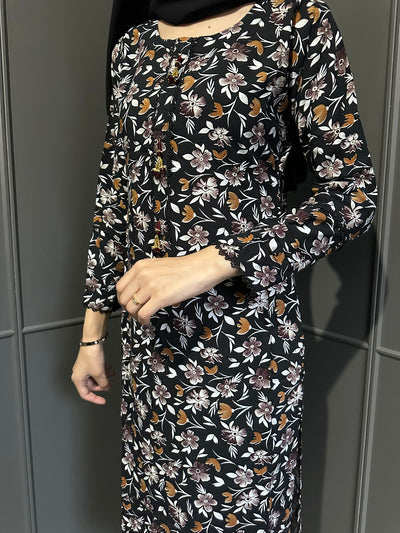 Floral Printed Stone Linen Suit - Trouser 2 Pc Set