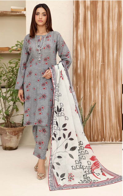 3PC PRINTED READYMADE SUIT  WITH LAWN DUPATTA