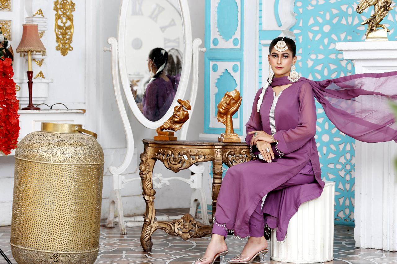 Mahham Luxury Chiffon Collection Purple -D812