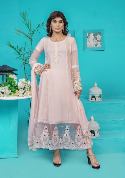 Mahham Luxury Chiffon Dress Collection Pink  D-21