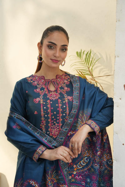 DHANAK 3 PIECE| DESIGNER EMBROIDERED |READY TO WEAR SUIT