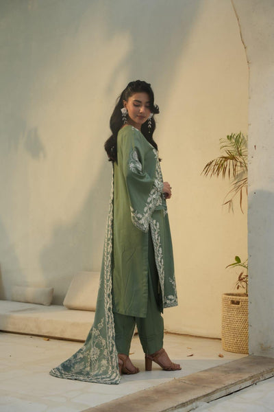 DHANAK 3 PIECE| DESIGNER EMBROIDERED |READY TO WEAR SUIT