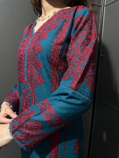 3 PIECE EMBROIDERED| DHANAK READY TO WEAR | SUIT WITH EMBROIDERED SHAWAL