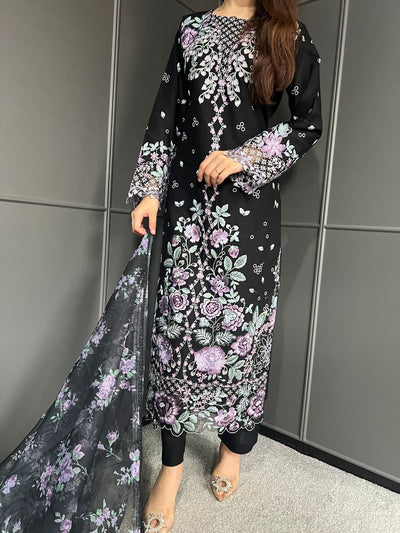 Raj Bari  Embroidered | Lawn Designer Suit With | Embroidered Dupatta