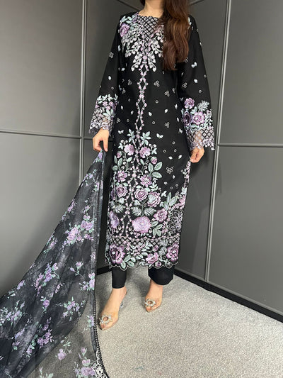 Raj Bari  Embroidered | Lawn Designer Suit With | Embroidered Dupatta