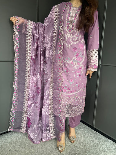 Raj Bari  Embroidered | Lawn Designer Suit With | Embroidered Dupatta