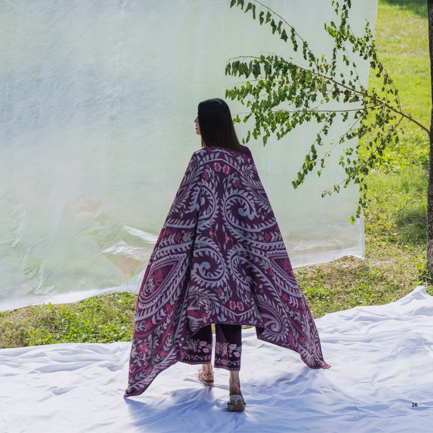 Purple Embroidered Dhanak | with Pashmina Shawl Winter| Collection by Casuallite