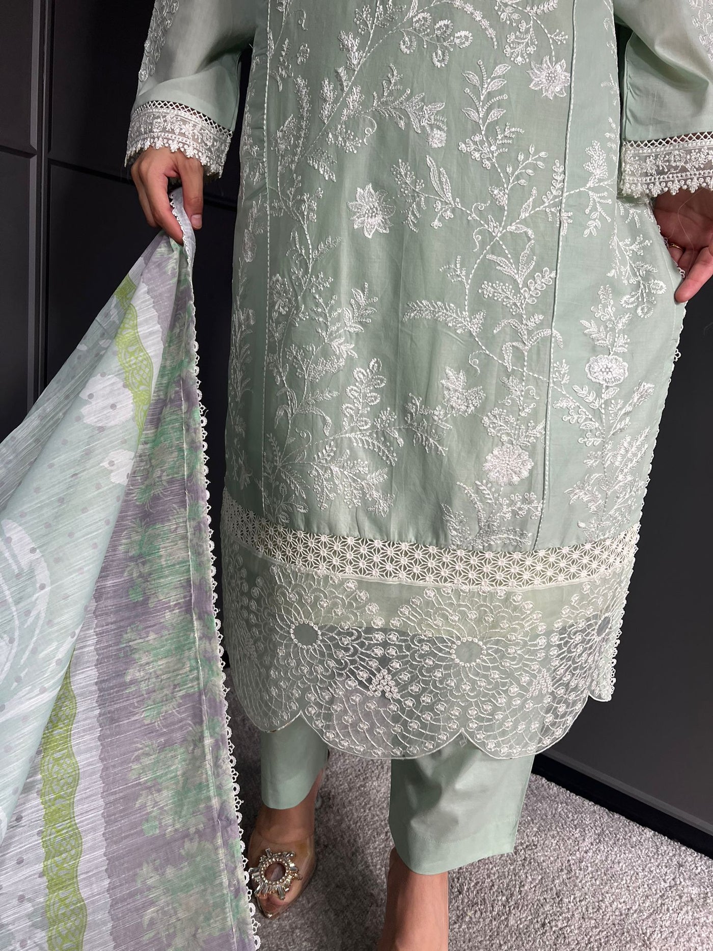 D-4 Mastani Embroidered | Lawn Desinger Suit With | Printed Dupatta