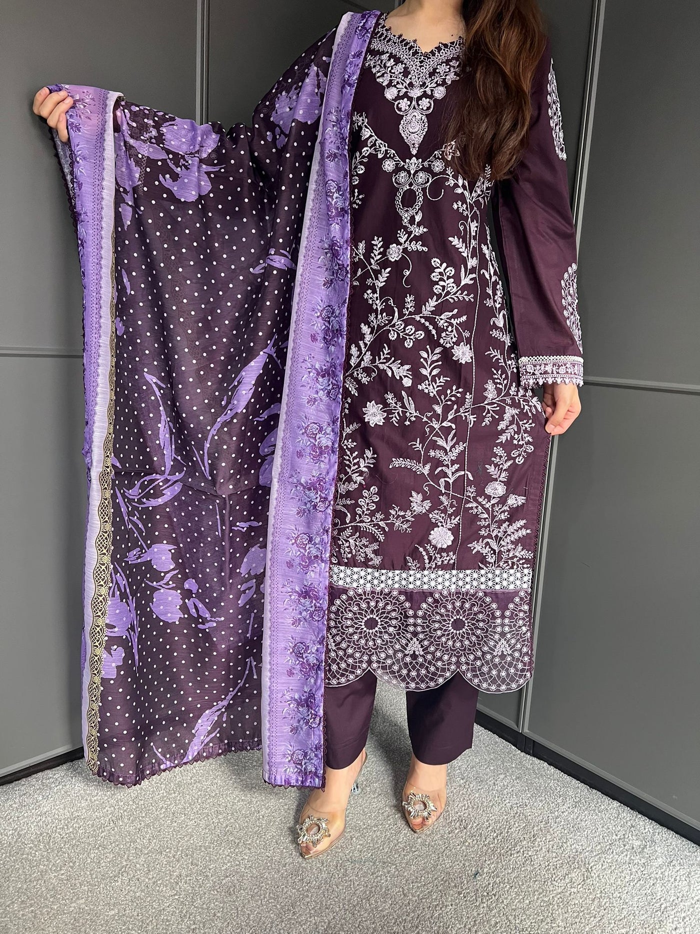 D-3 Mastani Embroidered | Lawn Desinger Suit With | Printed Dupatta