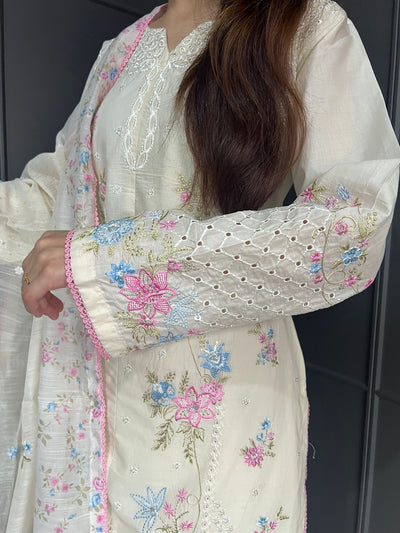 Raj Bari  Embroidered | Lawn Designer Suit With | Embroidered Dupatta