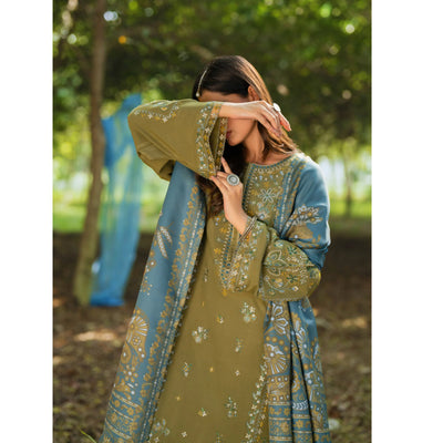 Mint Green Embroidered Dhanak | with Pashmina Shawl Winter| Collection by Casuallite