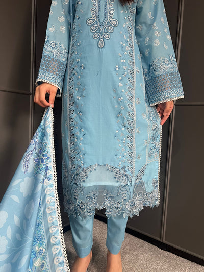 Raj Bari  Embroidered | Lawn Designer Suit With | Embroidered Dupatta