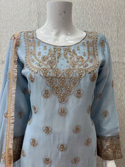 Luxury Festive Chiffon Plazzo bottom Collection Sky Blue DP-1