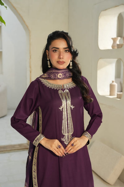 DHANAK 3 PIECE| DESIGNER EMBROIDERED |READY TO WEAR SUIT