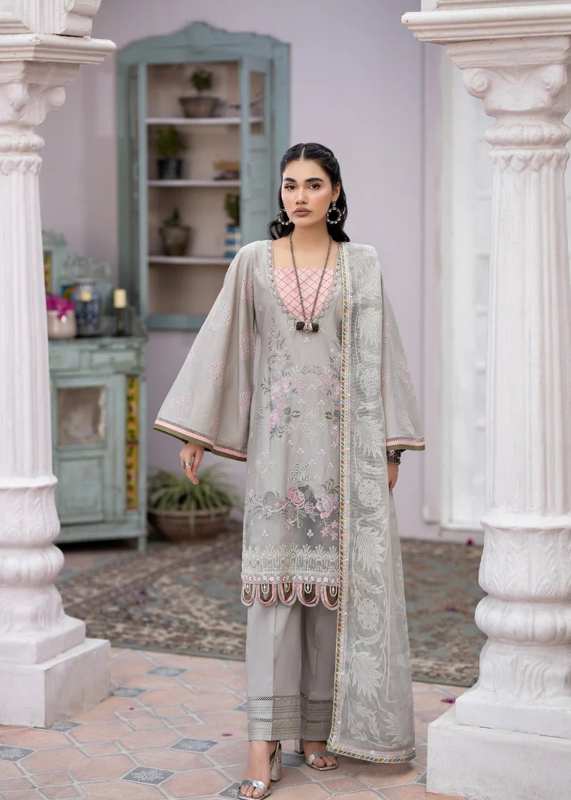 Luxury Embroidered Cotton Festive Edition Pastel Grey AL-860