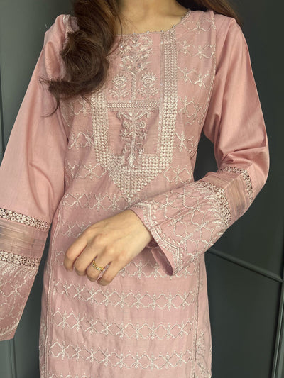 Embroidered Lawn Cotton Organza Suit with Organza Dupatta - Comfortable and Stylish