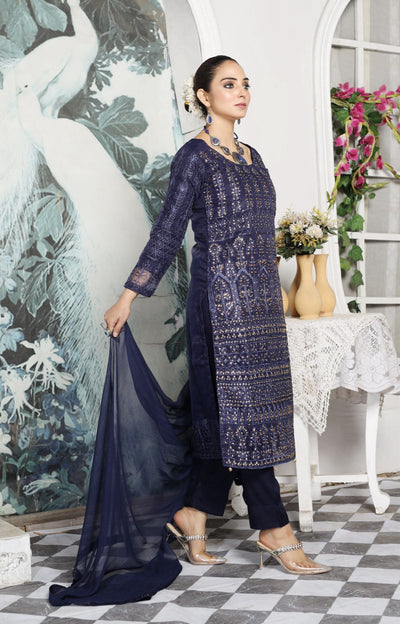 Organza Readymade Mother & Daughter Suit NAVY D-309 | Eid Collection 2024