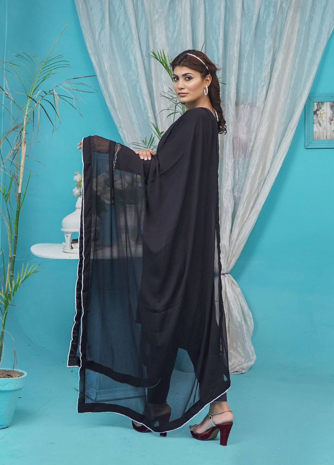 Mahham Luxury Chiffon Georgette Collection Black  D-29