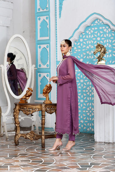 Mahham Luxury Chiffon Collection Purple -D812