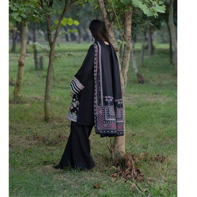 Black Embroidered Dhanak | with Pashmina Shawl Winter| Collection by Casuallite