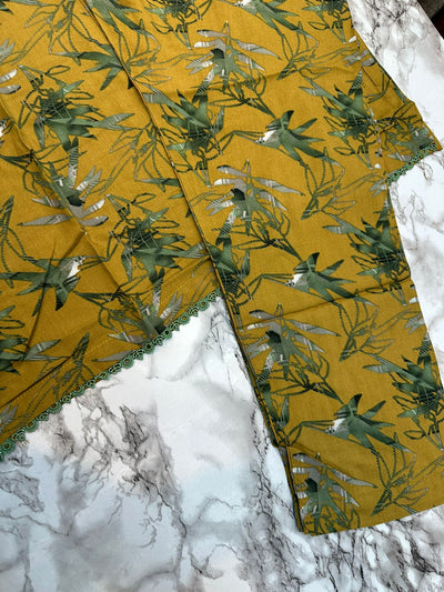Floral Printed Stone Linen Suit - Trouser 2 Pc Set