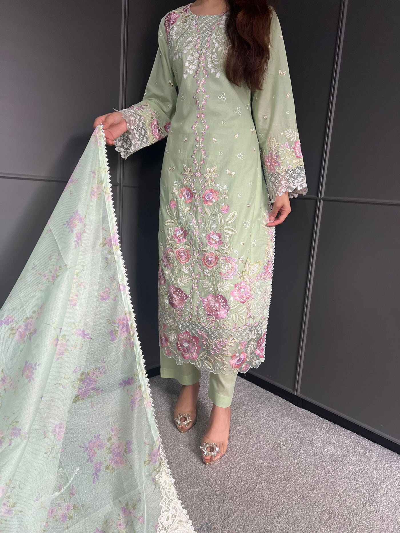 Raj Bari  Embroidered | Lawn Designer Suit With | Embroidered Dupatta