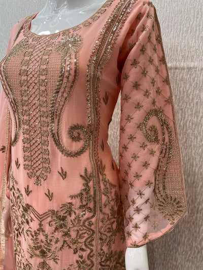 Luxury Festive Chiffon Gharara  Collection Peach S-11