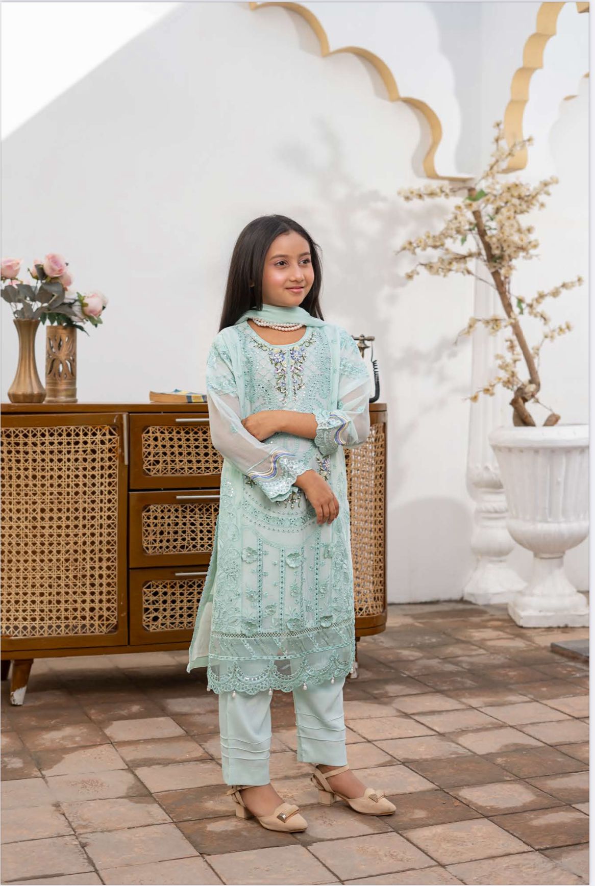 Mint- MARIA B INSPIRED Mother & Daughter Ready to Wear Chiffon Collection