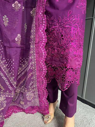 Raj Bari  Embroidered | Lawn Designer Suit With | Embroidered  Dupatta