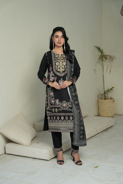 DHANAK 3 PIECE| DESIGNER EMBROIDERED |READY TO WEAR SUIT