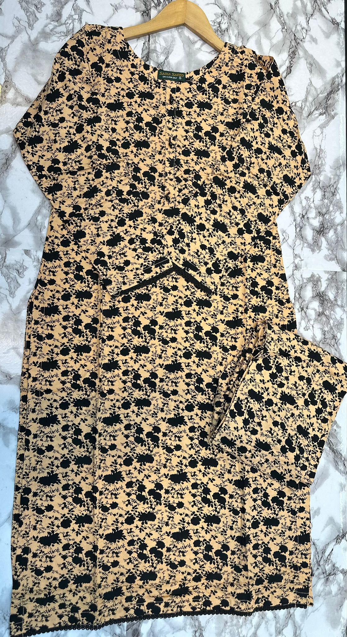 Floral Printed Stone Linen Suit - Trouser 2 Pc Set