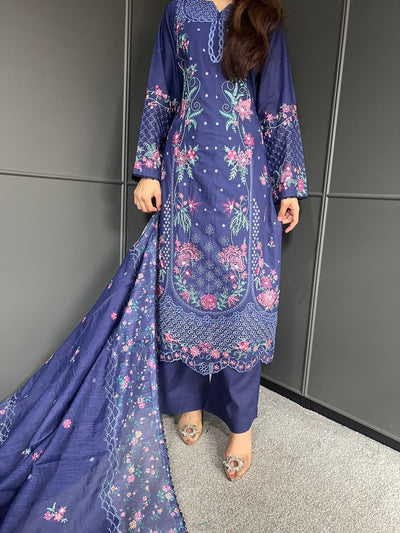 Raj Bari  Embroidered | Lawn Designer Suit With | Embroidered Dupatta