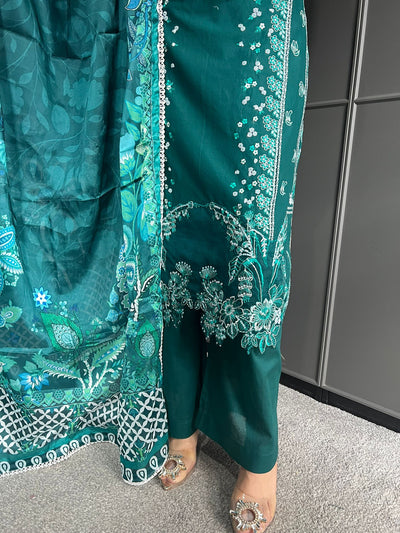 Raj Bari  Embroidered | Lawn Designer Suit With | Embroidered  Dupatta